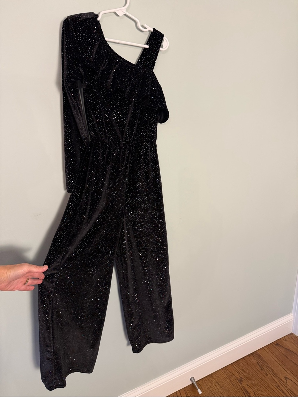 Zara Girls Black Sparkle Velvet Jumpsuit Size 9